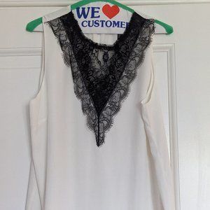 White House Black Market Lace Contrast Blouse